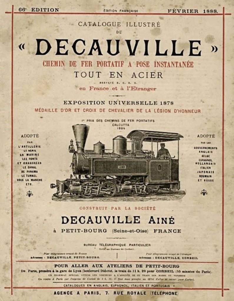 Catalogue illustre Decauville. Chemin de fer portatif a pose instantanee tout en acier, 1888, Francia, Petit Bourg. 1889. Colección privada.