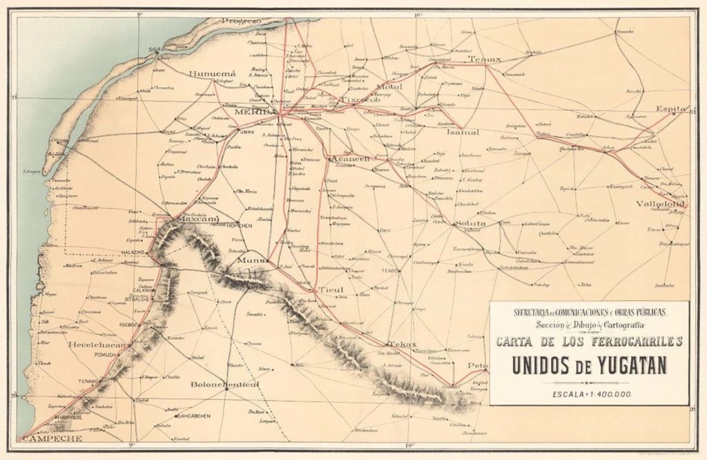 “Red de ferrocarriles en Yucatán” en Reseña histórica de los ferrocarriles. 1902.