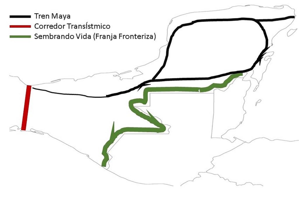 Frontera sur y megaproyectos. Fuente: elaboración propia.