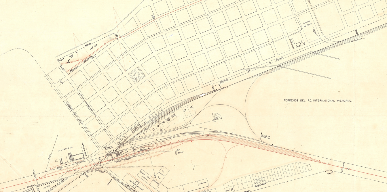 Ferrocarril Central Mexicano. Estación de Torreón. México, 18 de abril de 1906. Fondo: Ferrocarriles Nacionales de México. Sección: Patíos y líneas. Secretaría de Cultura, CNPPCF, Cedif.
