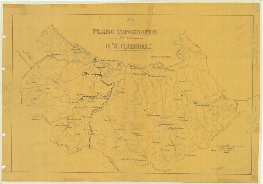 Plano topográfico de la hacienda “San Gabriel”, Morelos, 1923.