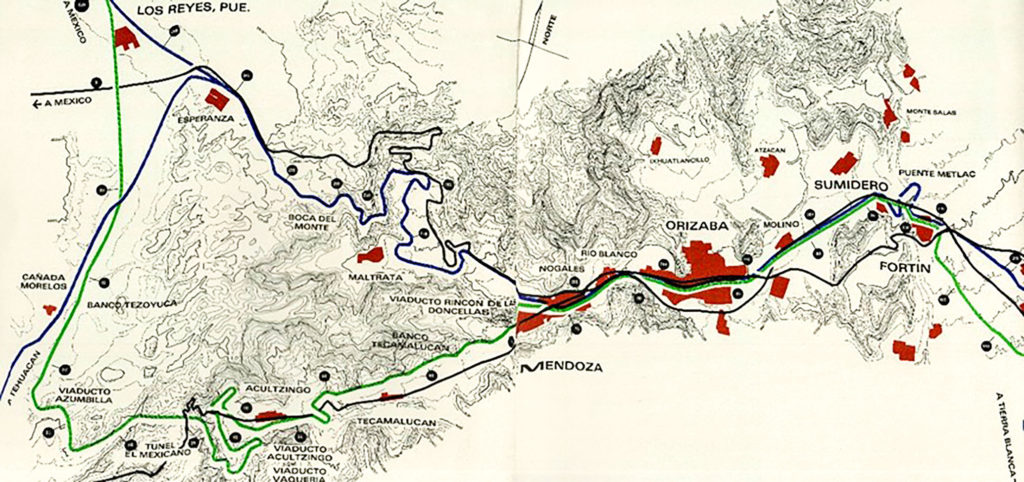 Tramo de Los Reyes, Puebla – Fortín, Veracruz.10 Trazo original de la vía. Rectificación del trazo de la vía.