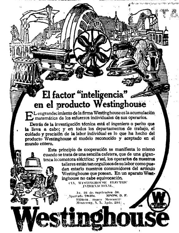Imagen 2. Anuncio publicitario de Westinghouse Electric Company (1924)