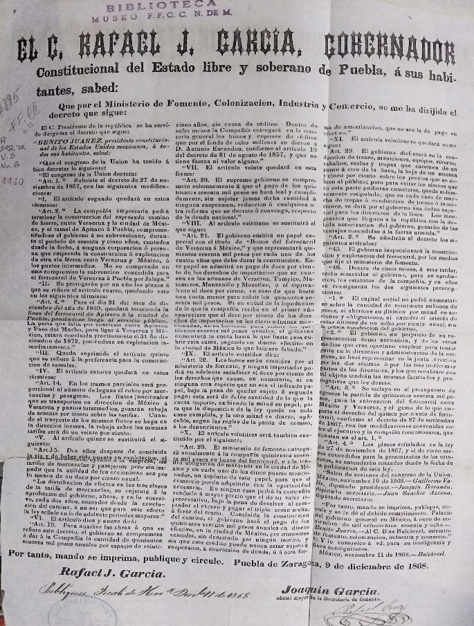 Términos del Decreto de 27 de noviembre de 1867